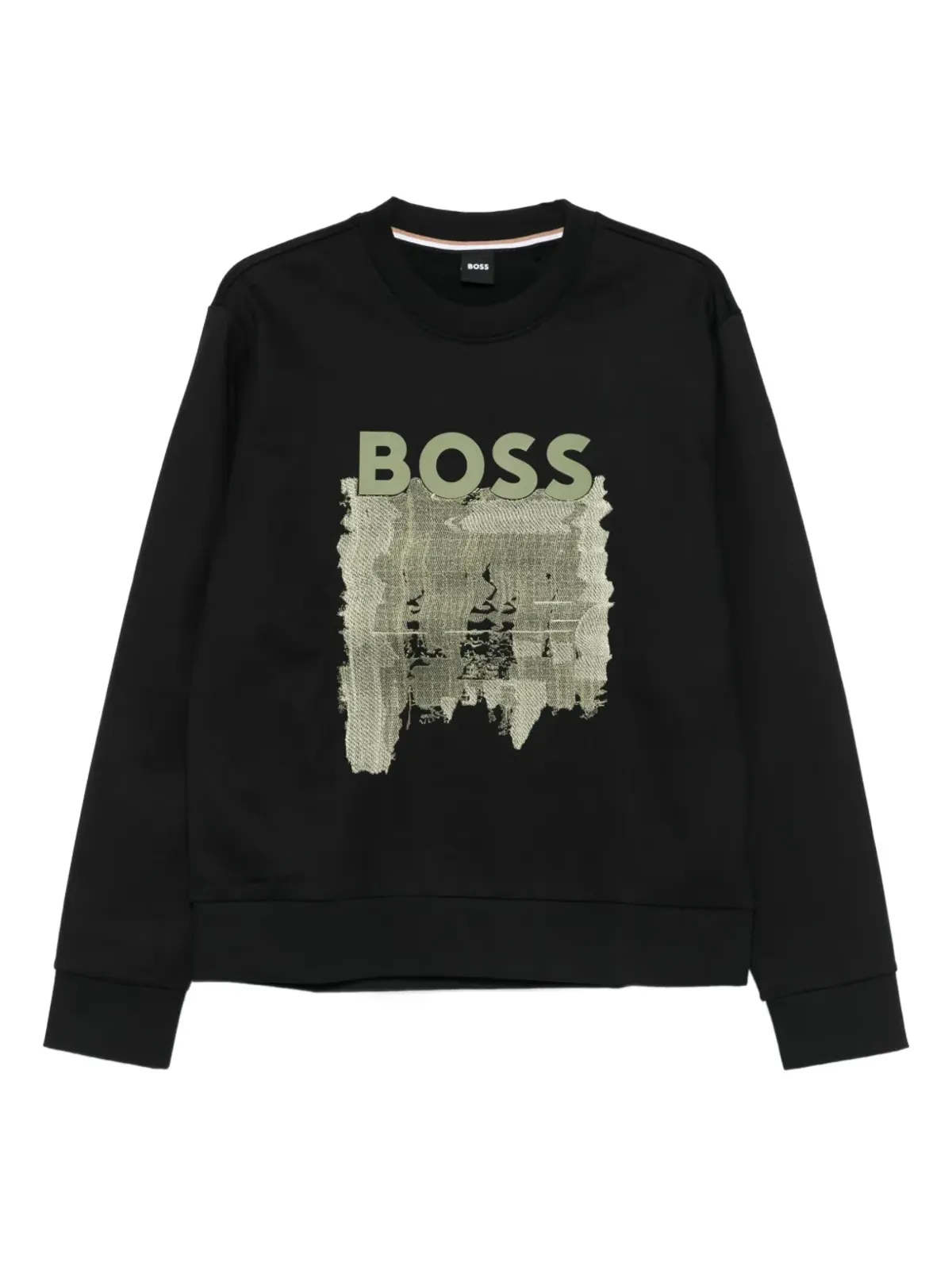 BOSS ロゴプリント コットン スウェットシャツ ブラック - 画像1