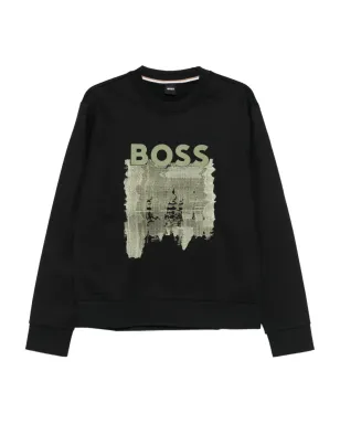 BOSS ロゴプリント コットン スウェットシャツ ブラック - サムネイル1
