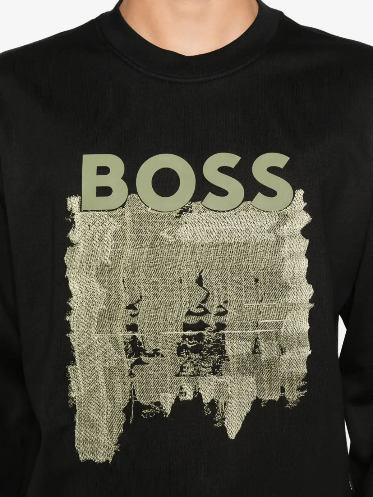BOSS ロゴプリント コットン スウェットシャツ ブラック - 画像5