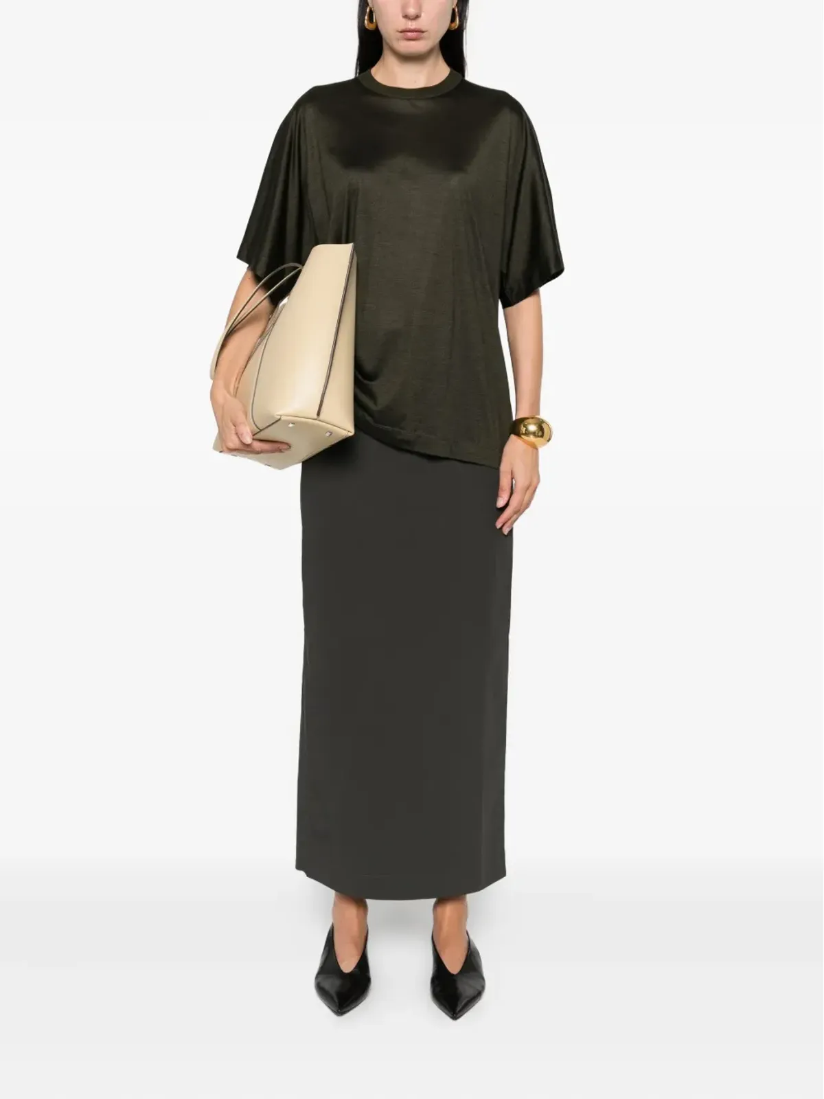 Carven 丸首シルクTシャツ - 画像2