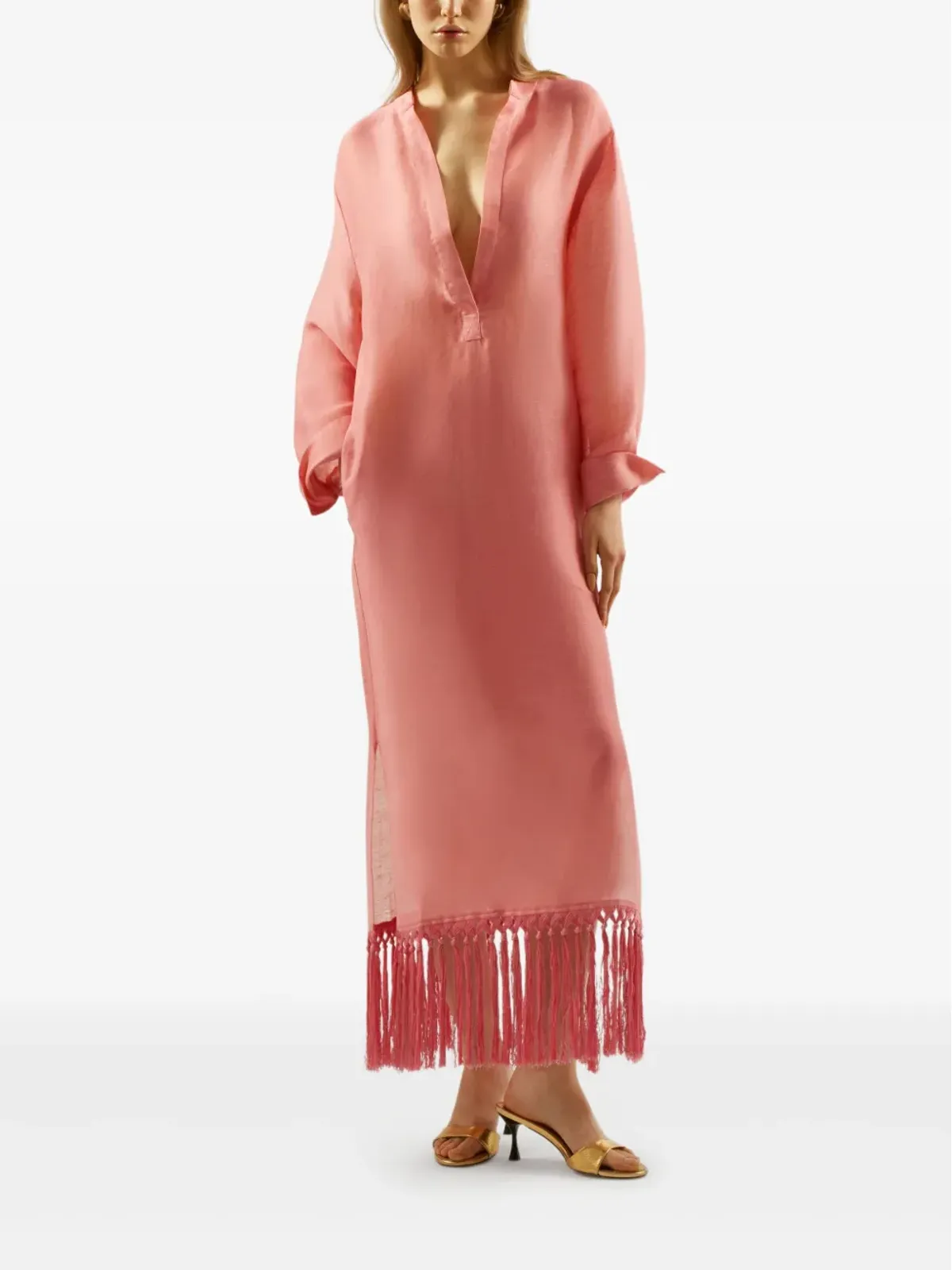 Taller Marmo Bahamas fringe-hem maxi dress - Pink - 画像2