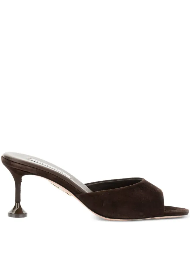 Aquazzura Aquazzura Bisousフルーテッドヒール スエードサンダル（ブラウン）の商品画像