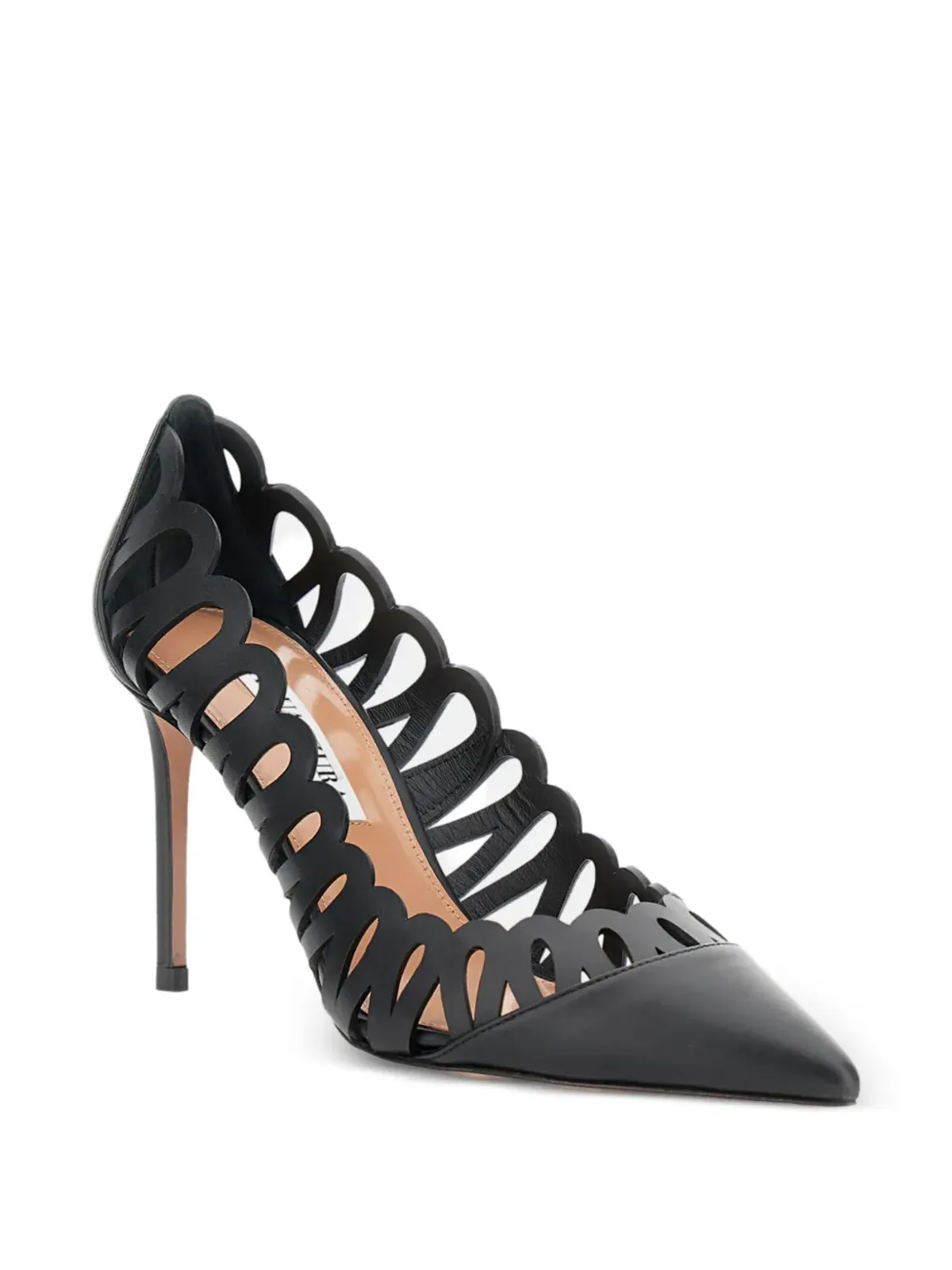 Aquazzura パンチングレザー パンプス（ブラック） - 画像4