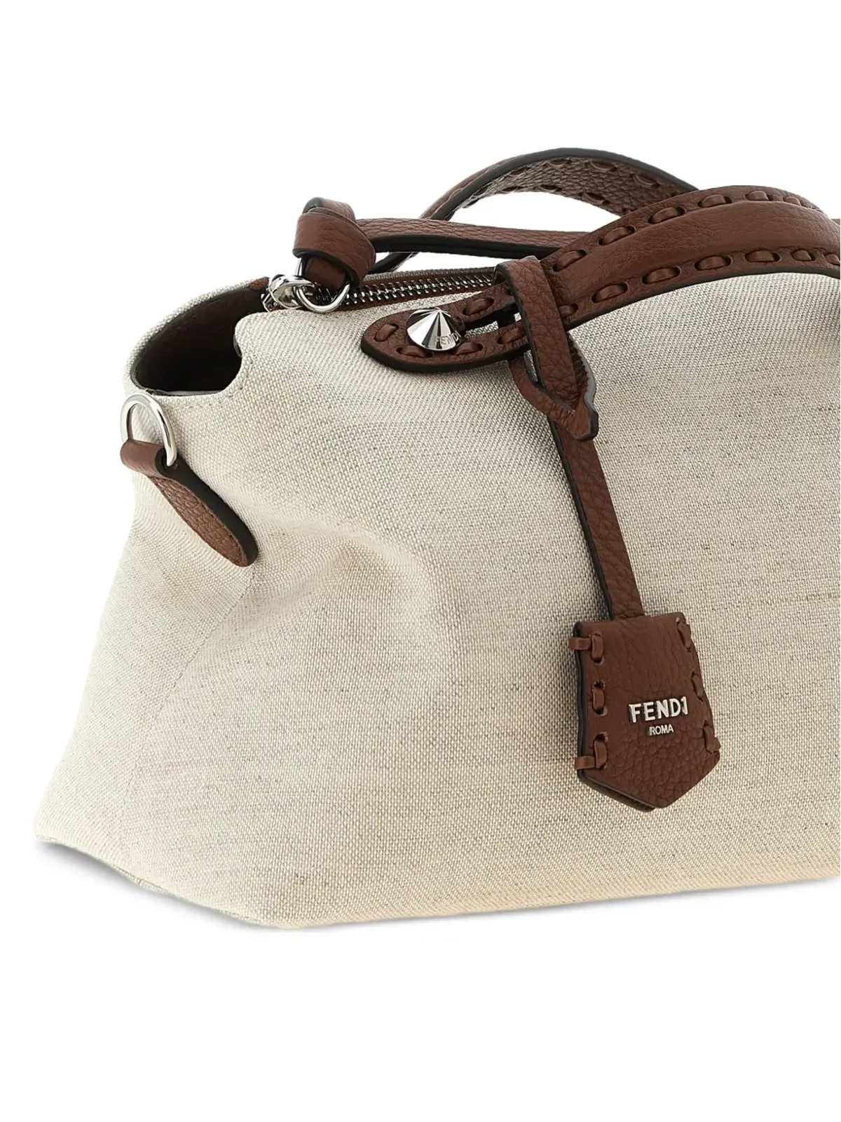 FENDI ジップトップ サドルステッチ ハンドバッグ - 画像3
