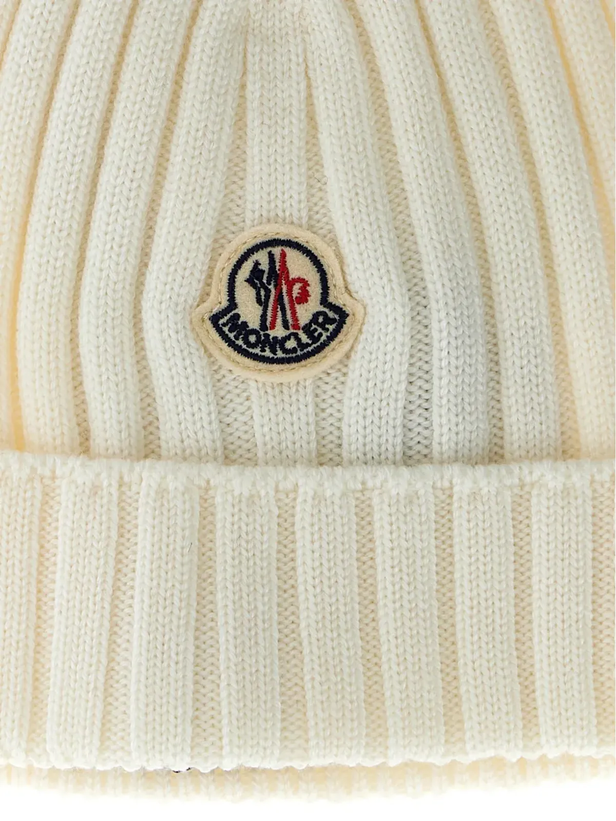 Moncler Enfant リブ編みロゴパッチ付きニット帽 - 画像3