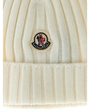 Moncler Enfant リブ編みロゴパッチ付きニット帽 - サムネイル3
