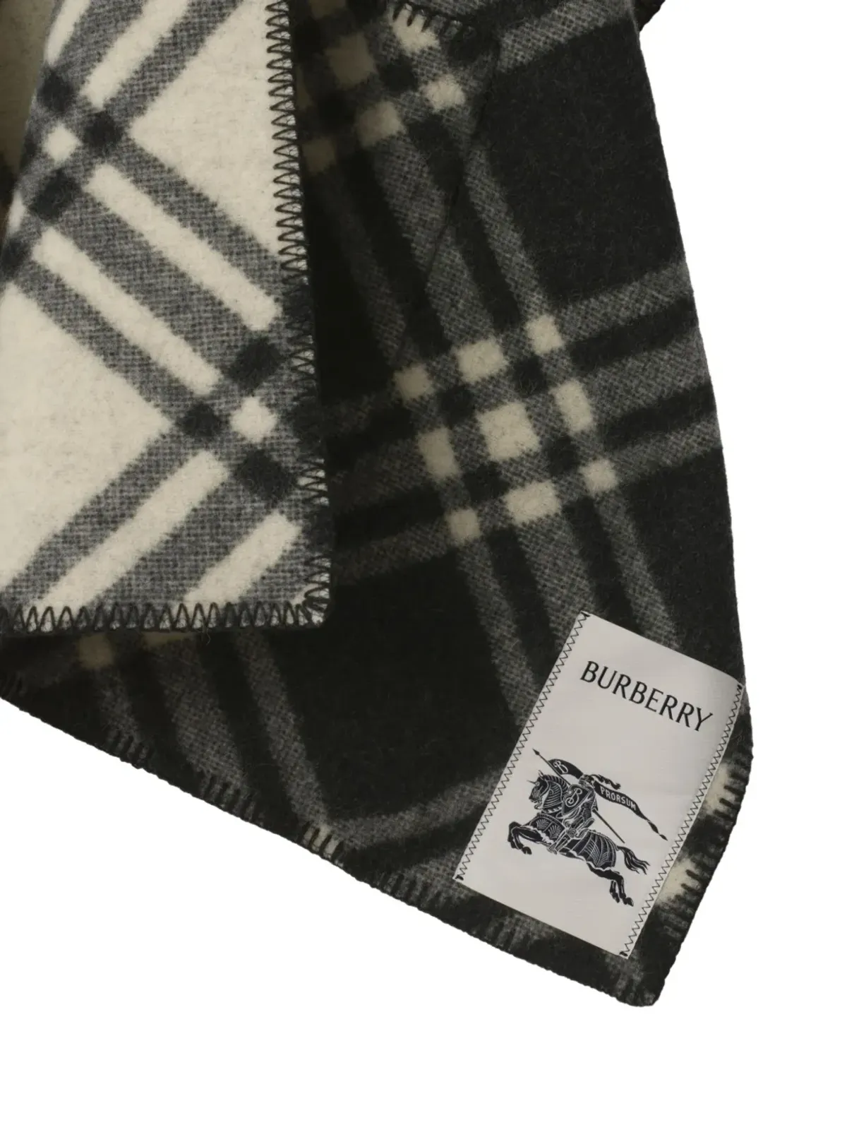 Burberry フード付きチェック柄ウールケープ - 画像2