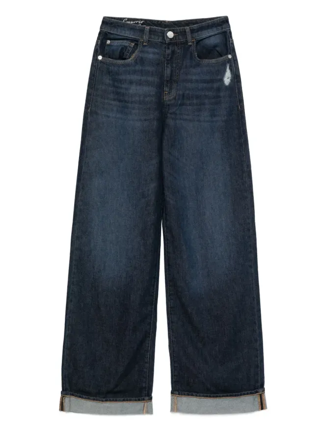 Emporio Armani Emporio Armani ダメージ加工入りワイドレッグデニムジーンズの商品画像
