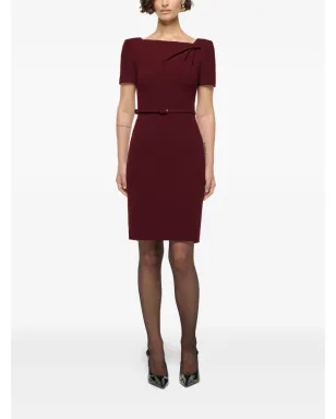 Roland Mouret アシンメトリックツイスト ベルト付き ウール ミニドレス レッド - サムネイル2