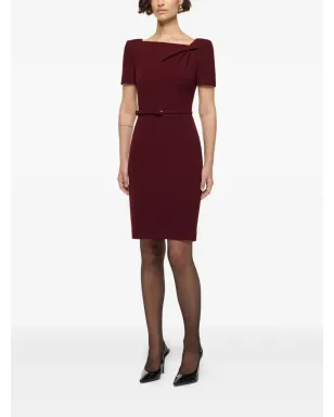 Roland Mouret アシンメトリックツイスト ベルト付き ウール ミニドレス レッド - サムネイル3