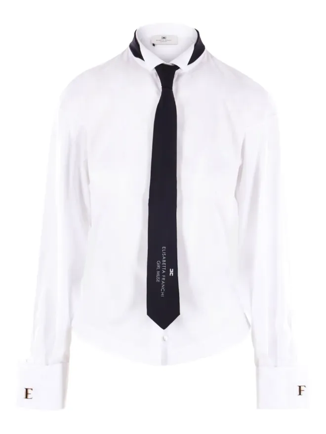 Elisabetta Franchi Elisabetta Franchi ネックタイ ポプリン シャツ - Whiteの商品画像