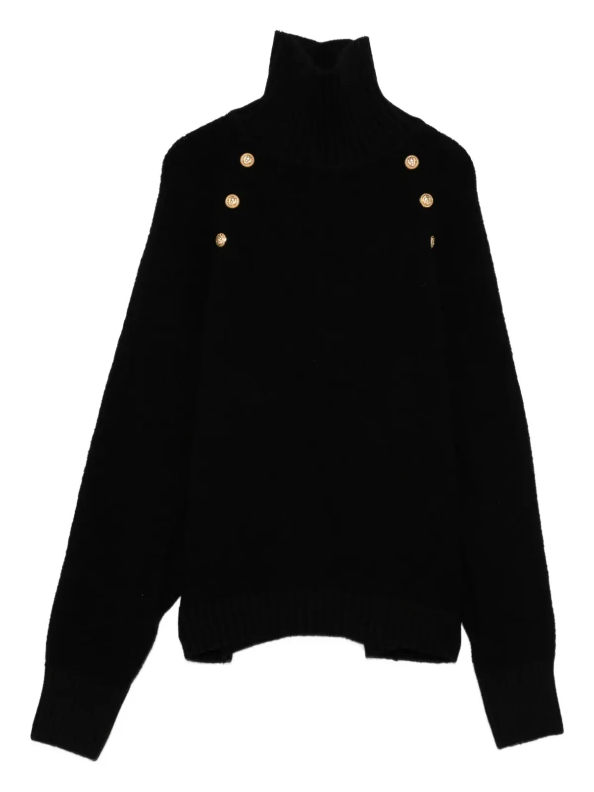 Balmain Kids ボタンディテール ハイネック セーター ブラック - 画像1