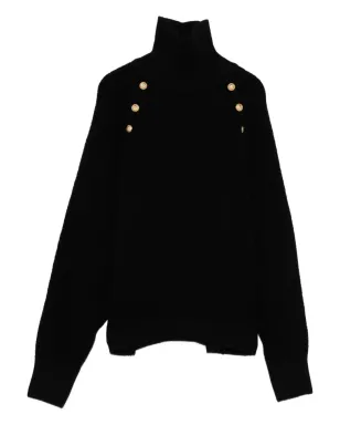 Balmain Kids ボタンディテール ハイネック セーター ブラック - サムネイル1