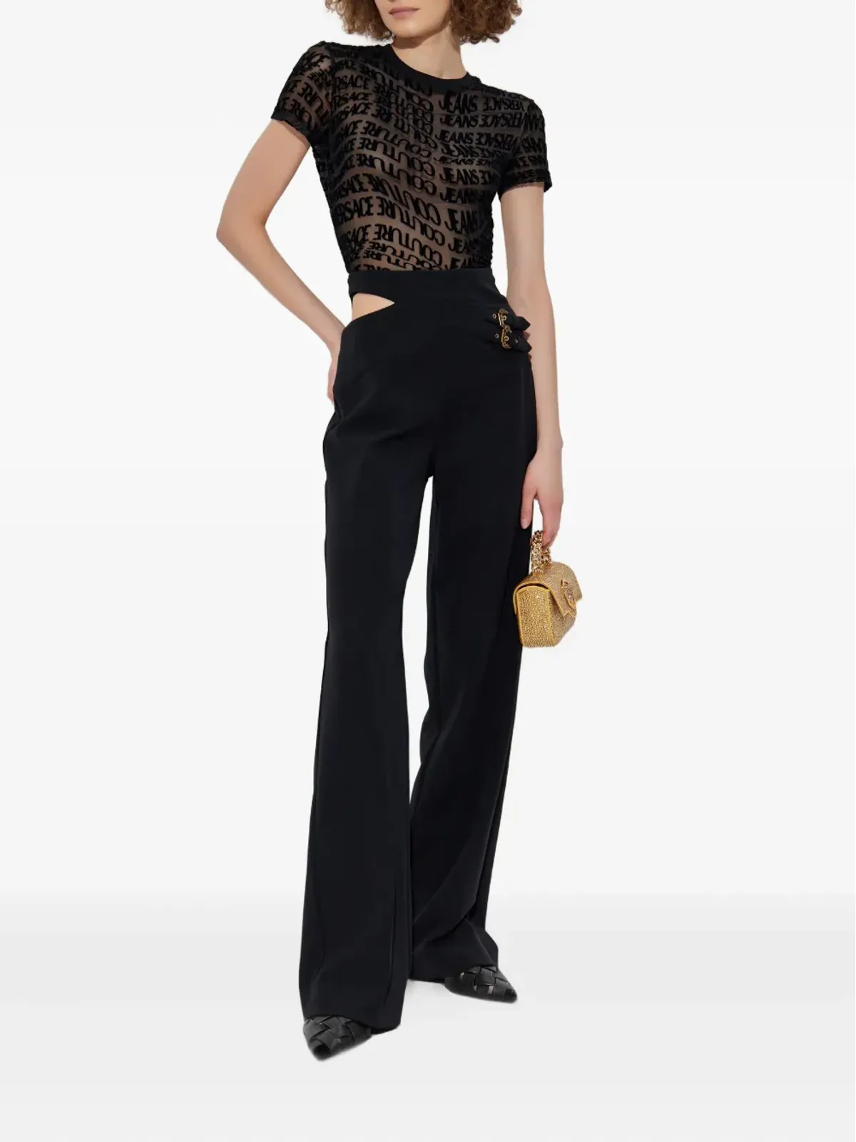 Versace Jeans Couture カットアウトバックルディテールパンツ - ブラック - 画像2
