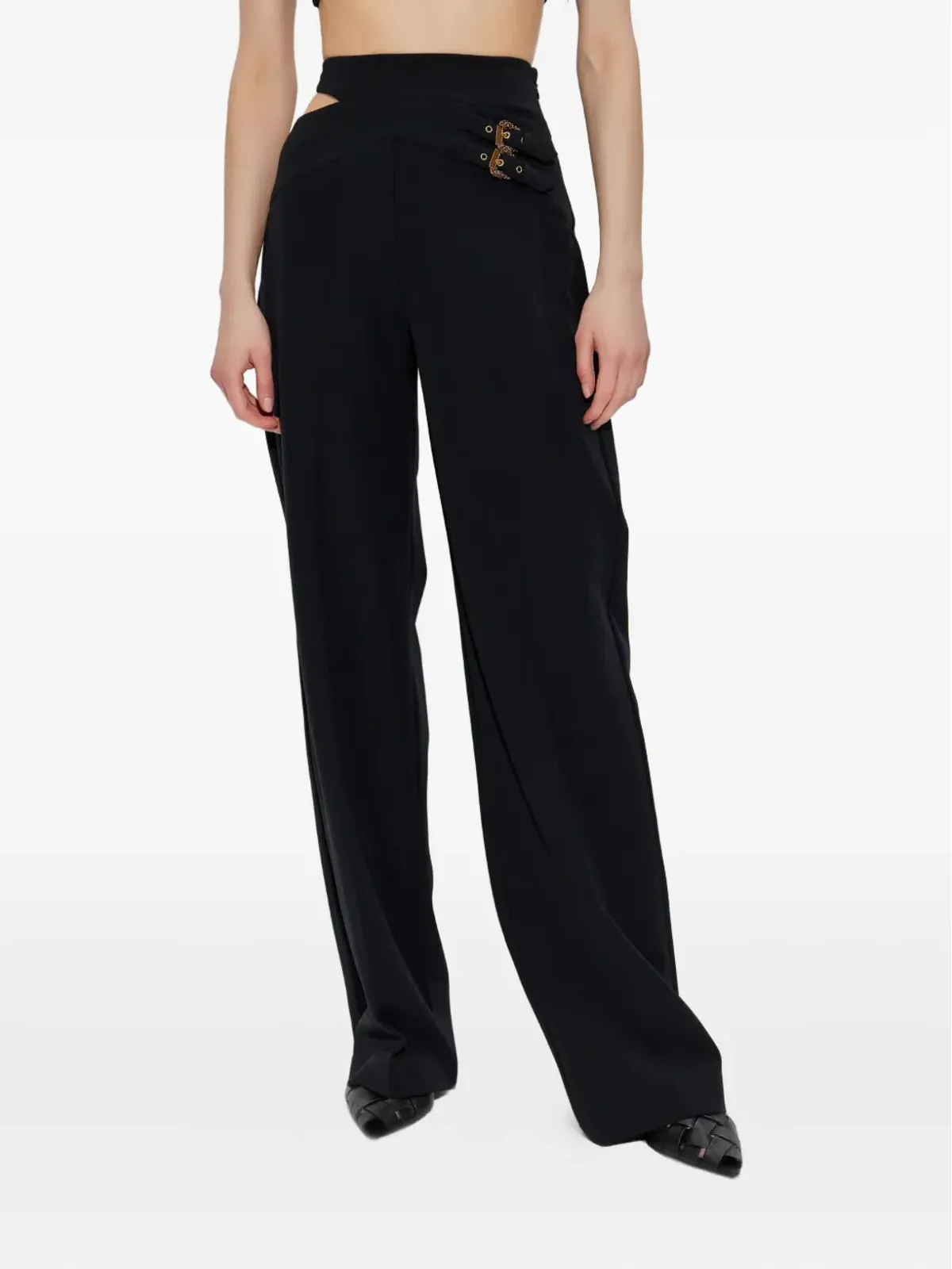 Versace Jeans Couture カットアウトバックルディテールパンツ - ブラック - 画像3