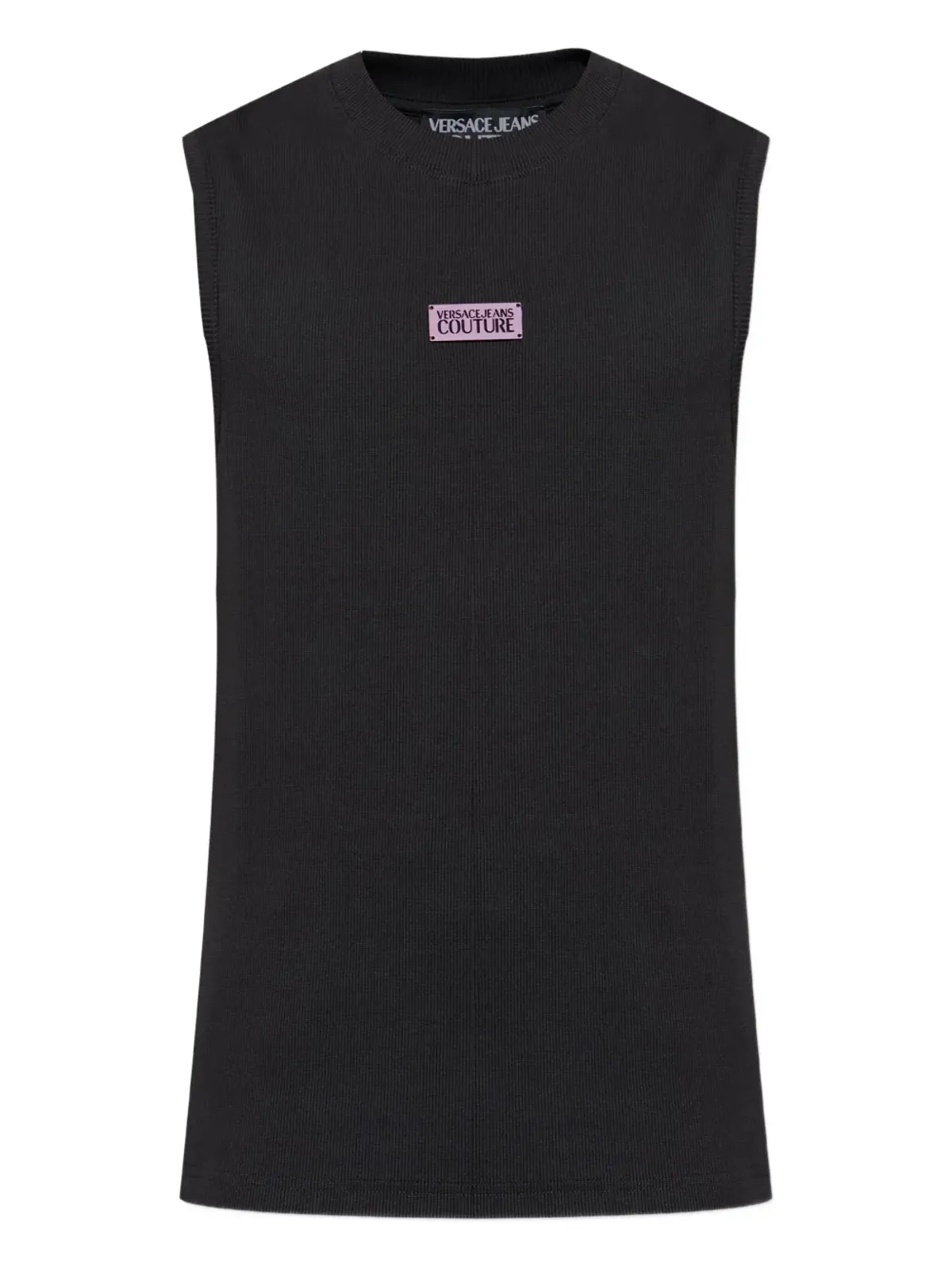 Versace Jeans Couture ブラックのリブ編みタンクトップ - 画像1