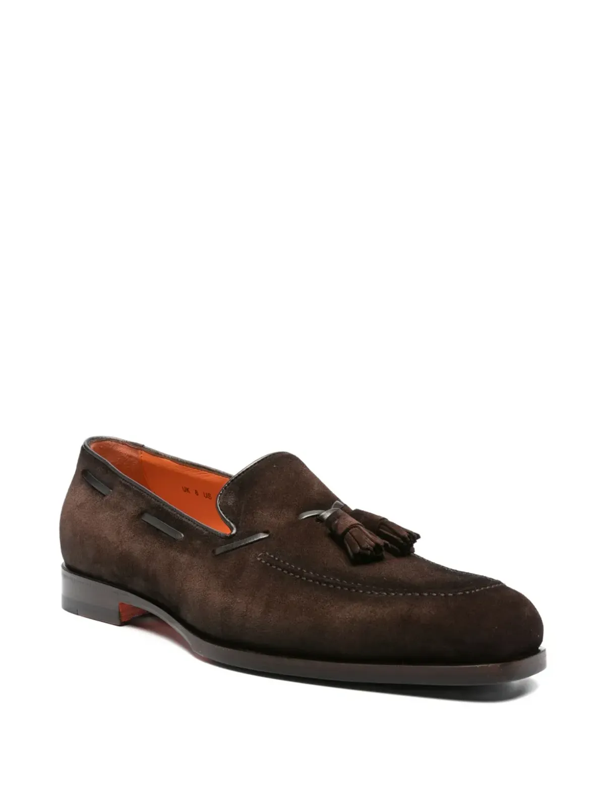 Santoni タッセルディテール スエード ボートシューズ（ブラウン） - 画像2