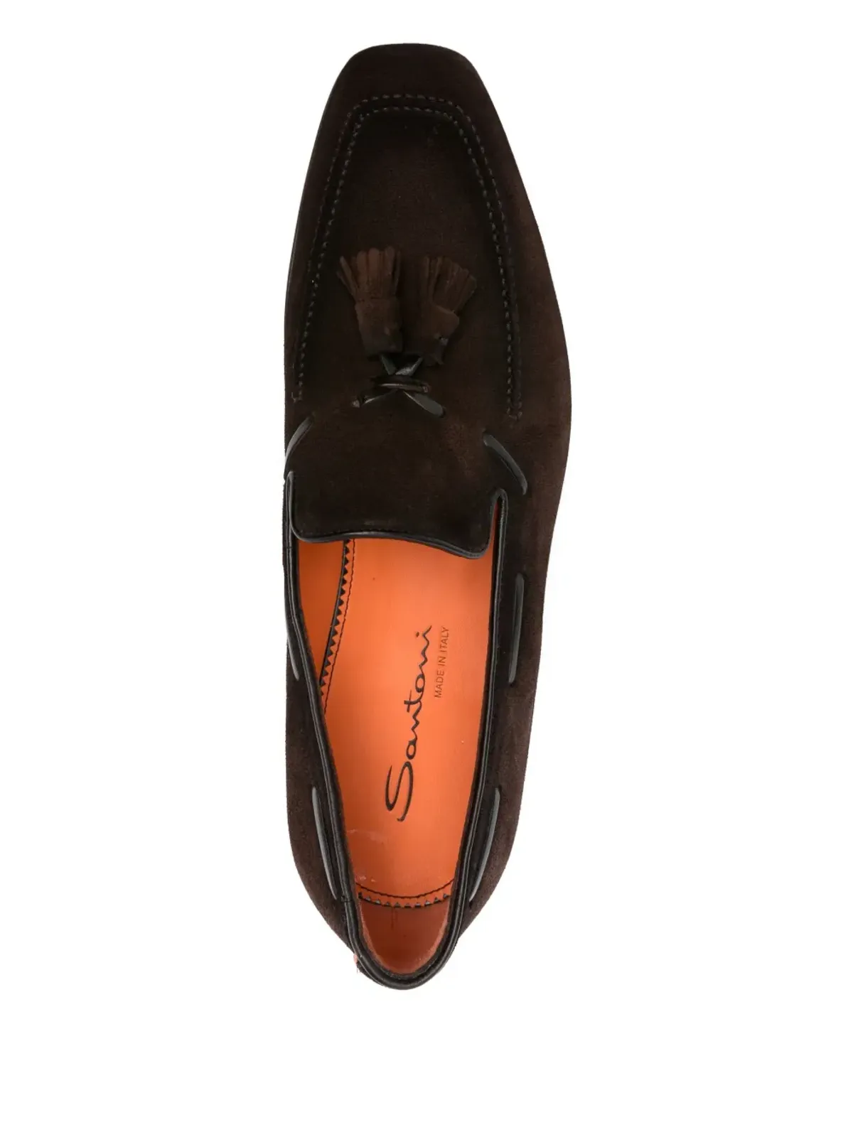 Santoni タッセルディテール スエード ボートシューズ（ブラウン） - 画像4
