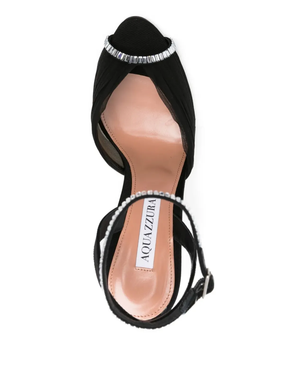 Aquazzura Gatsby クリスタル装飾 メッシュサンダル - 画像4