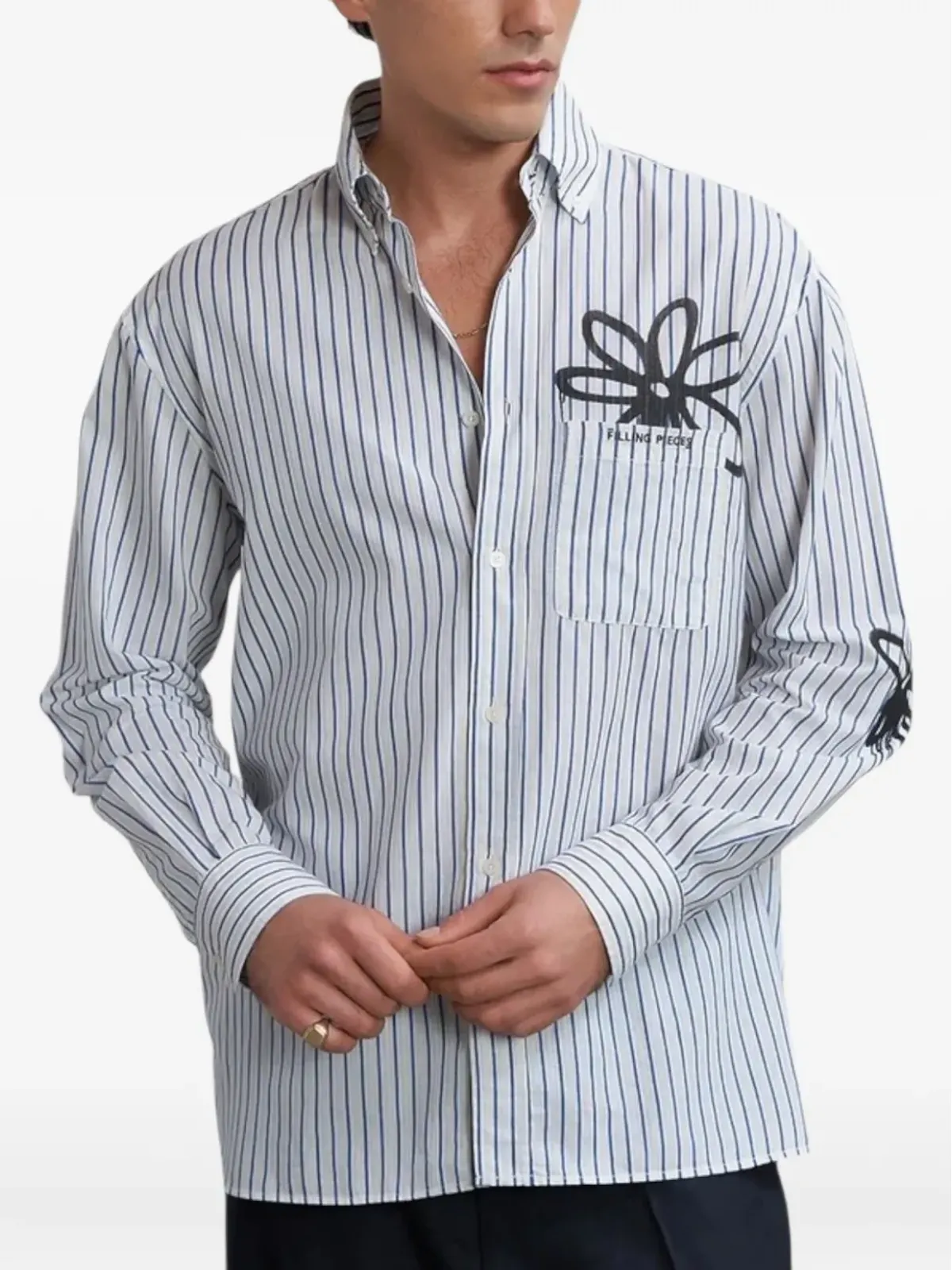 Filling Pieces striped floral shirt - White - 画像2