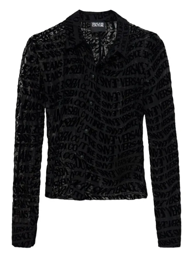 Versace Jeans Couture Versace Jeans Couture ロゴ文字入りシアーシャツ - ブラックの商品画像