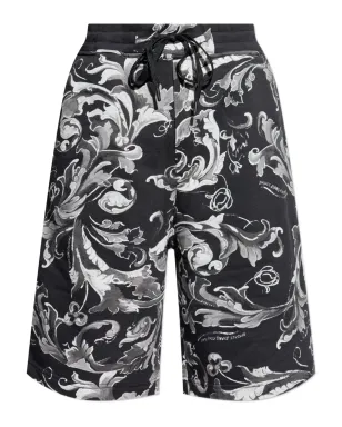Versace Jeans Couture バロック柄ドローストリングショーツ - ブラック - サムネイル1