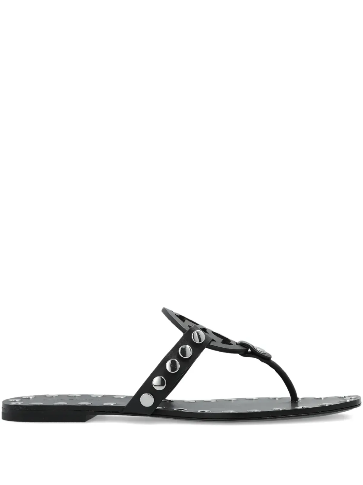 Tory Burch レザースタッズ付きフラットサンダル - 画像1