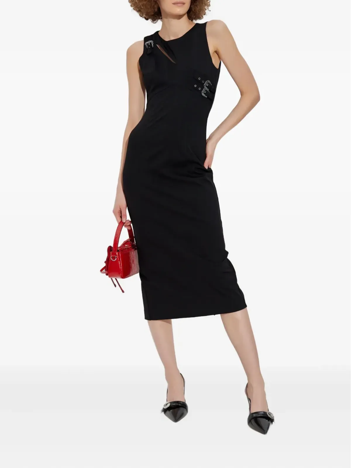 Versace Jeans Couture カットアウトバックルミディドレス - 画像5