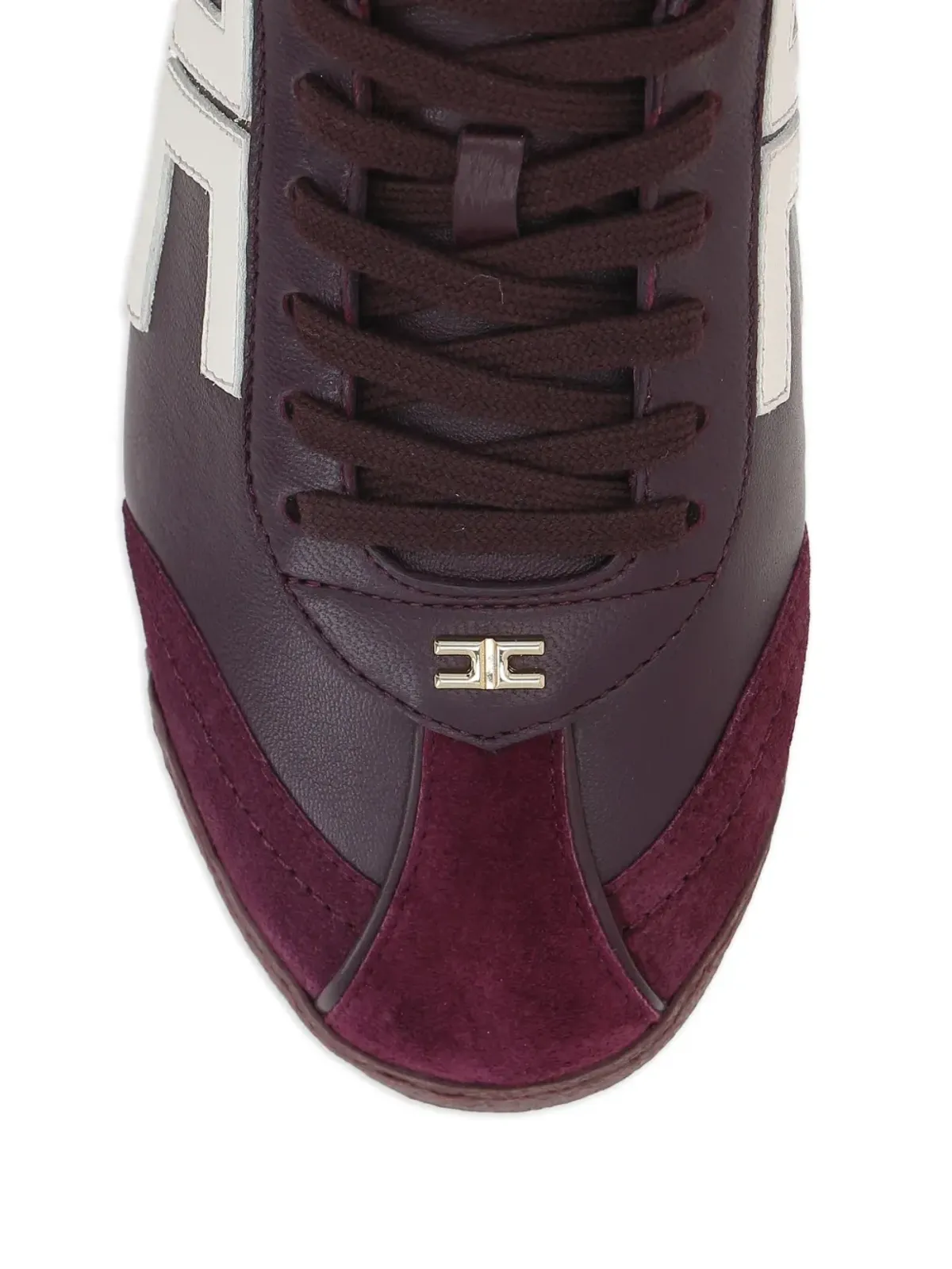 Elisabetta Franchi レザー ロゴスニーカー レッド - 画像4