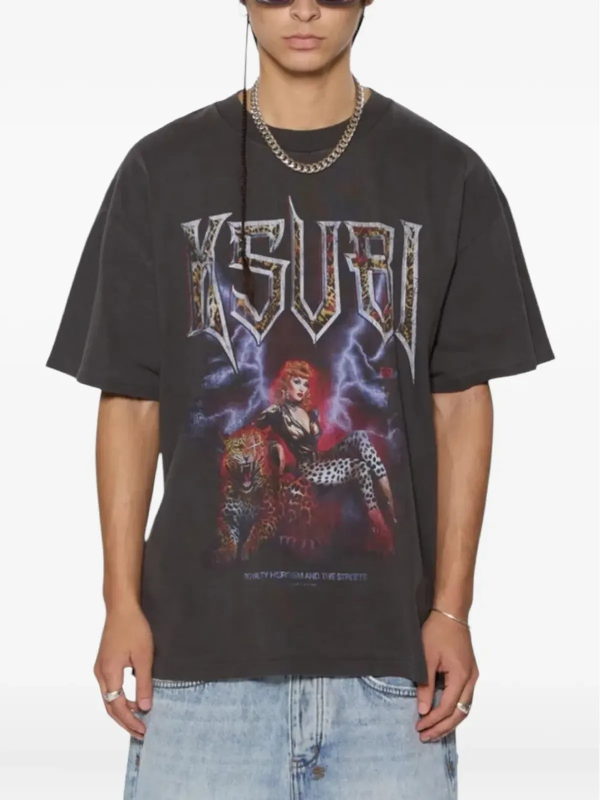 Ksubi Kingdom Ekcess SS グラフィックプリント クルーネック Tシャツ ブラック - 画像2