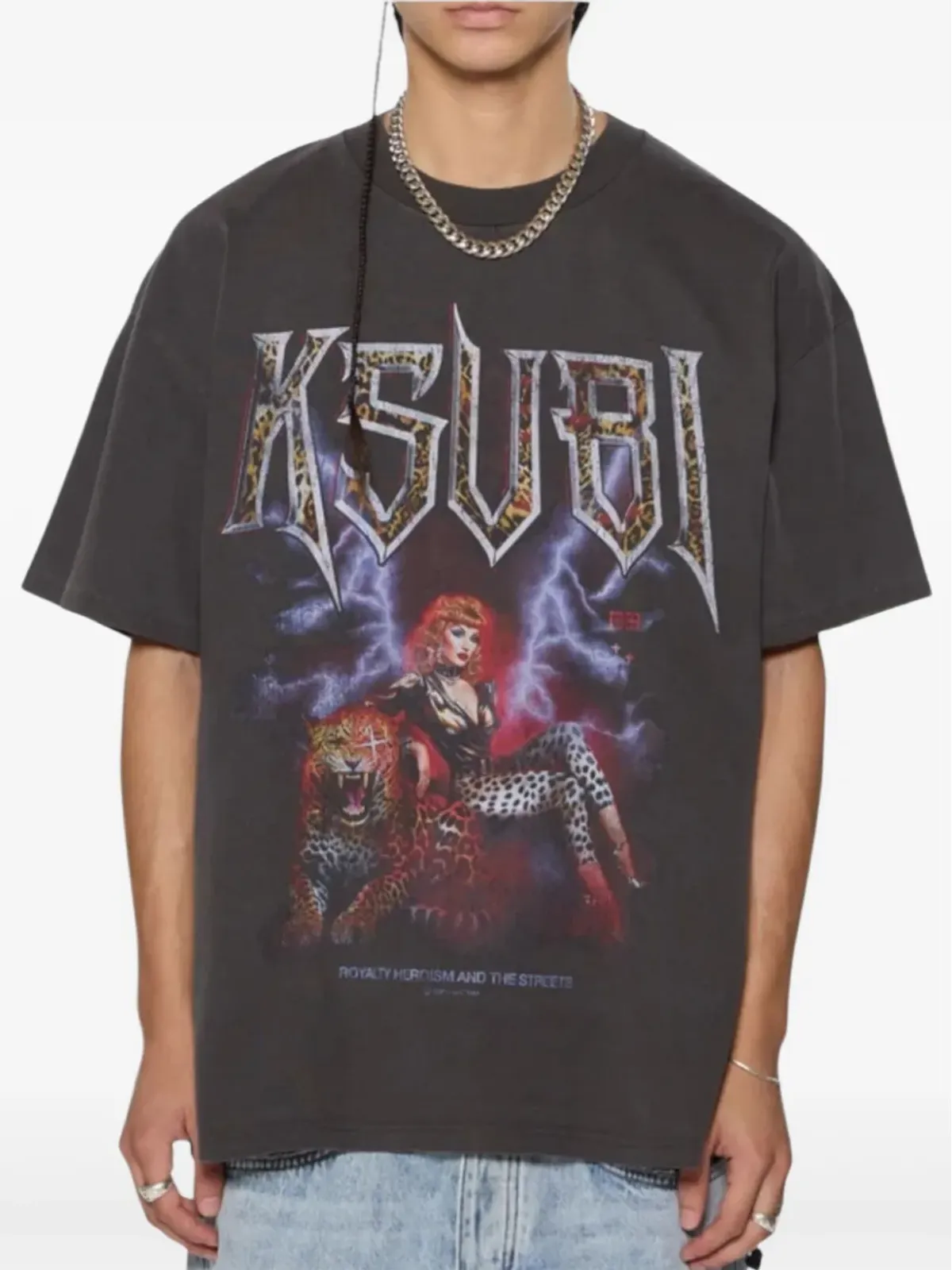 Ksubi Kingdom Ekcess SS グラフィックプリント クルーネック Tシャツ ブラック - 画像3