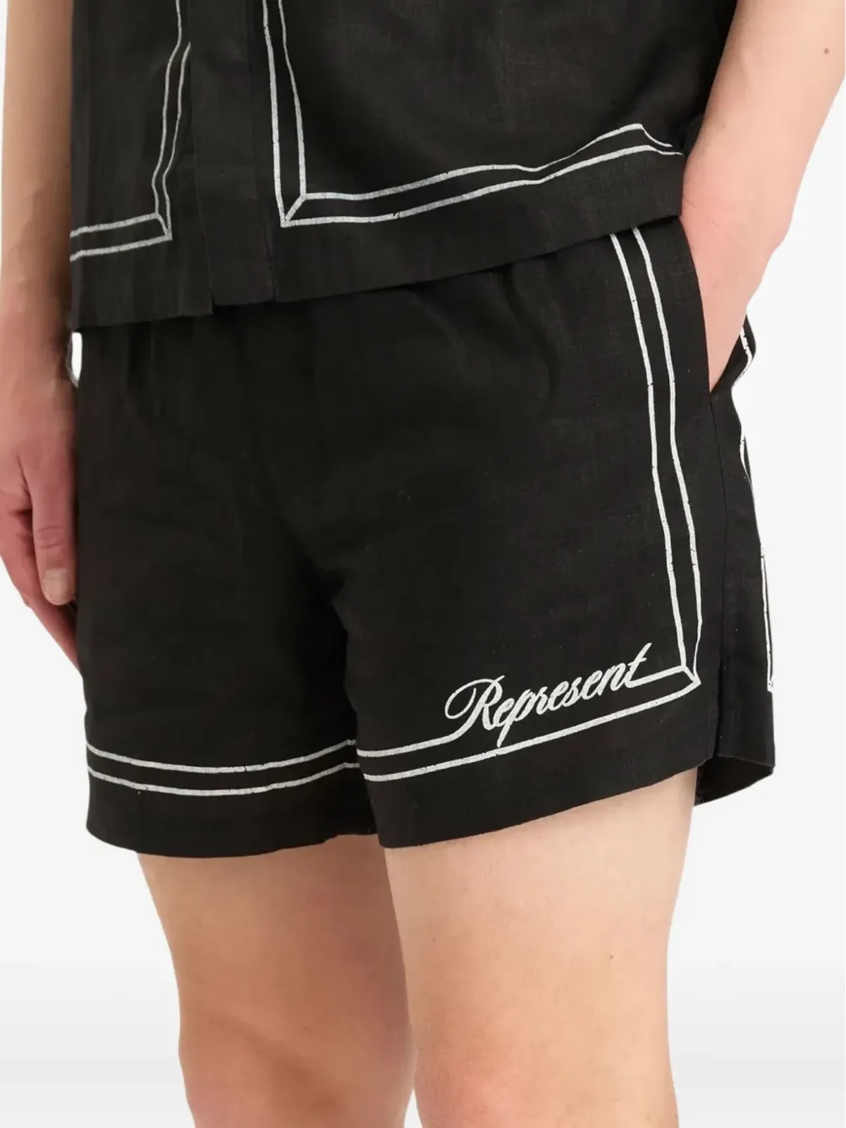 Represent ボーダーディテールショーツ - ブラック - 画像4