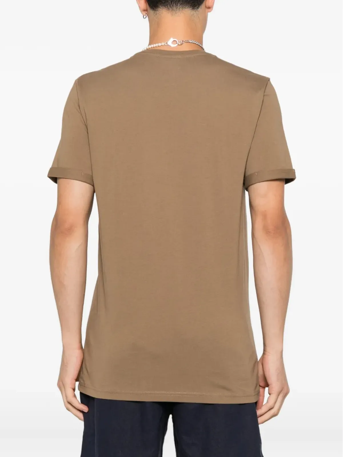 Les Deux コントラストオーガニックコットンTシャツ ブラウン - 画像3