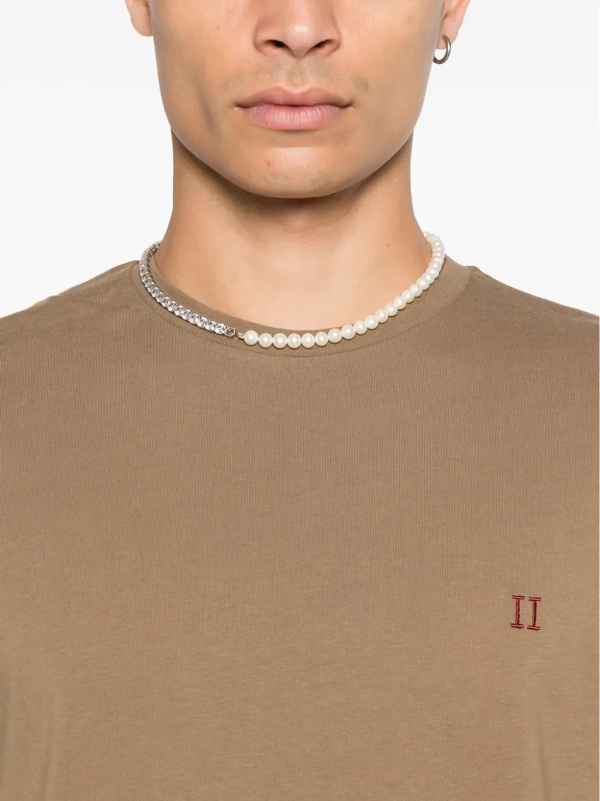 Les Deux コントラストオーガニックコットンTシャツ ブラウン - 画像4
