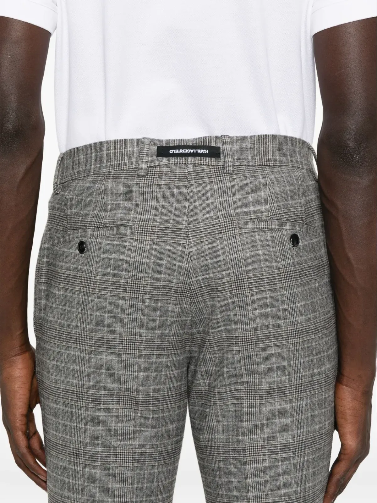 Karl Lagerfeld チェック柄フラットフロントパンツ - 画像5