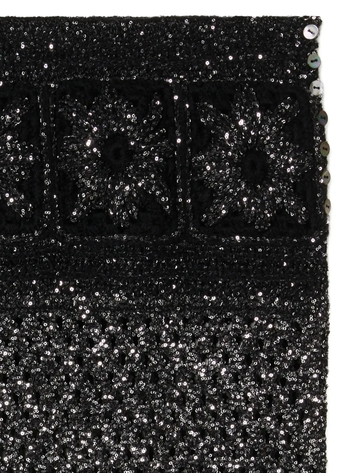 Alanui City Lights スパンコール装飾フリンジ付きマキシスカート ブラック - 画像5