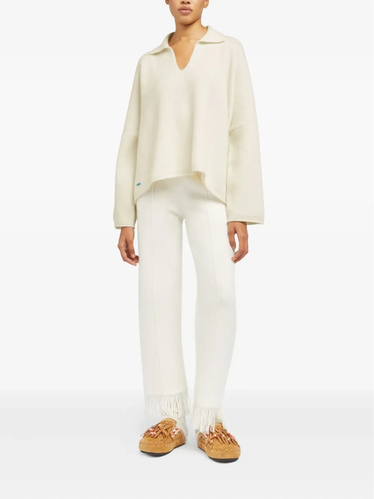 Alanui Finest polo-collar ribbed sweater - White - 画像2