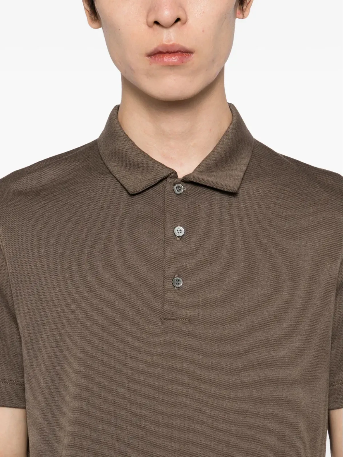 Canali コットン混紡ポロシャツ - ブラウン - 画像4