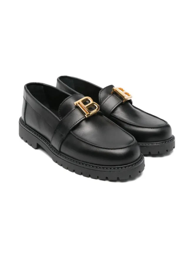Balmain Kids Balmain Kids ロゴプレート レザー ローファーの商品画像