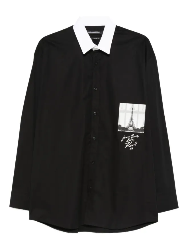 Karl Lagerfeld Karl Lagerfeld コントラストカラーのエッフェル塔シャツ - ブラックの商品画像