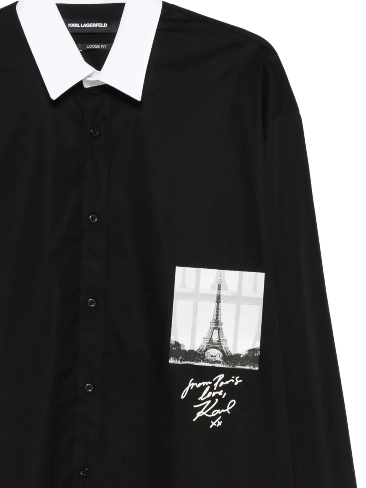 Karl Lagerfeld コントラストカラーのエッフェル塔シャツ - ブラック - 画像3