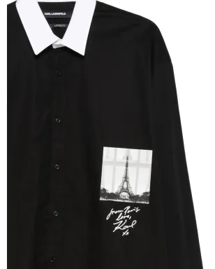 Karl Lagerfeld コントラストカラーのエッフェル塔シャツ - ブラック - サムネイル3