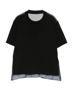 sacai レイヤード クルーネック Tシャツ - ブラック - サムネイル1