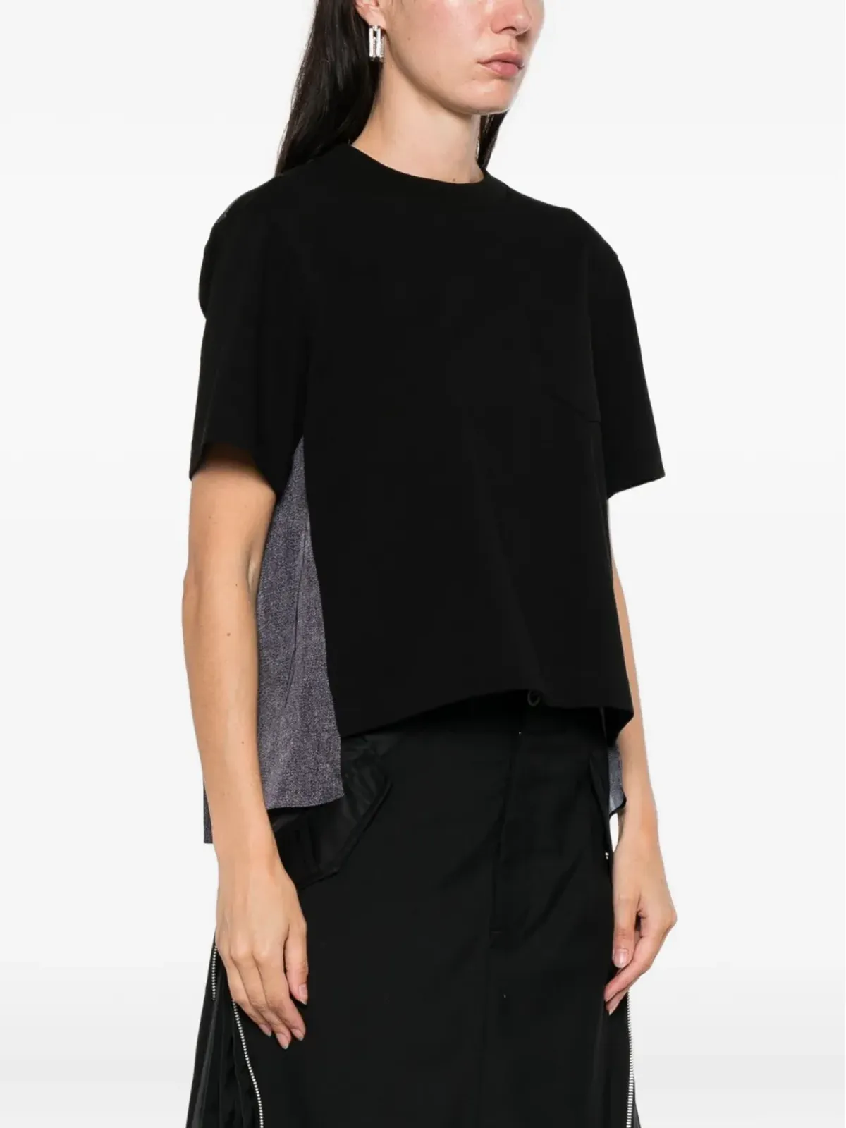 sacai レイヤード クルーネック Tシャツ - ブラック - 画像3