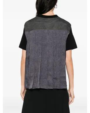 sacai レイヤード クルーネック Tシャツ - ブラック - サムネイル4