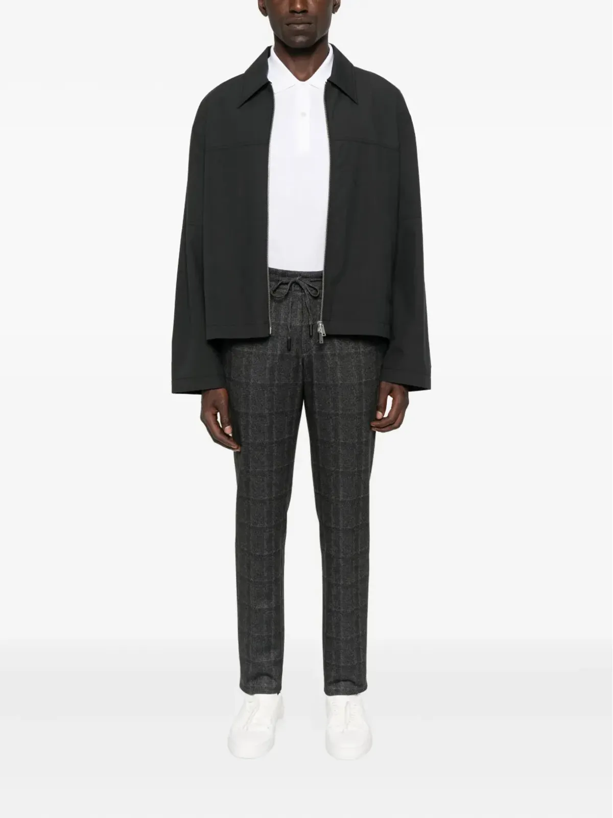 Karl Lagerfeld チェック柄ドローストリングパンツ - 画像2