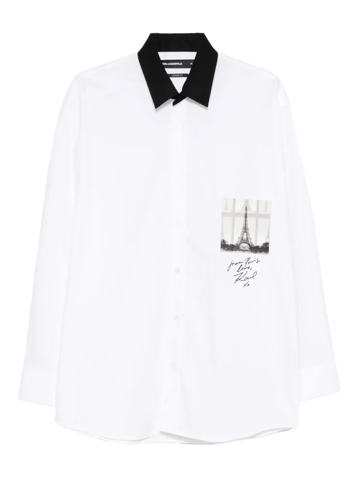 Karl Lagerfeld コントラストカラー襟のグラフィックシャツ - 画像1