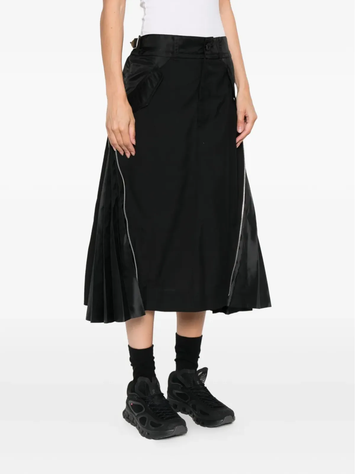 sacai ジップディテール プリーツスカート - 画像3