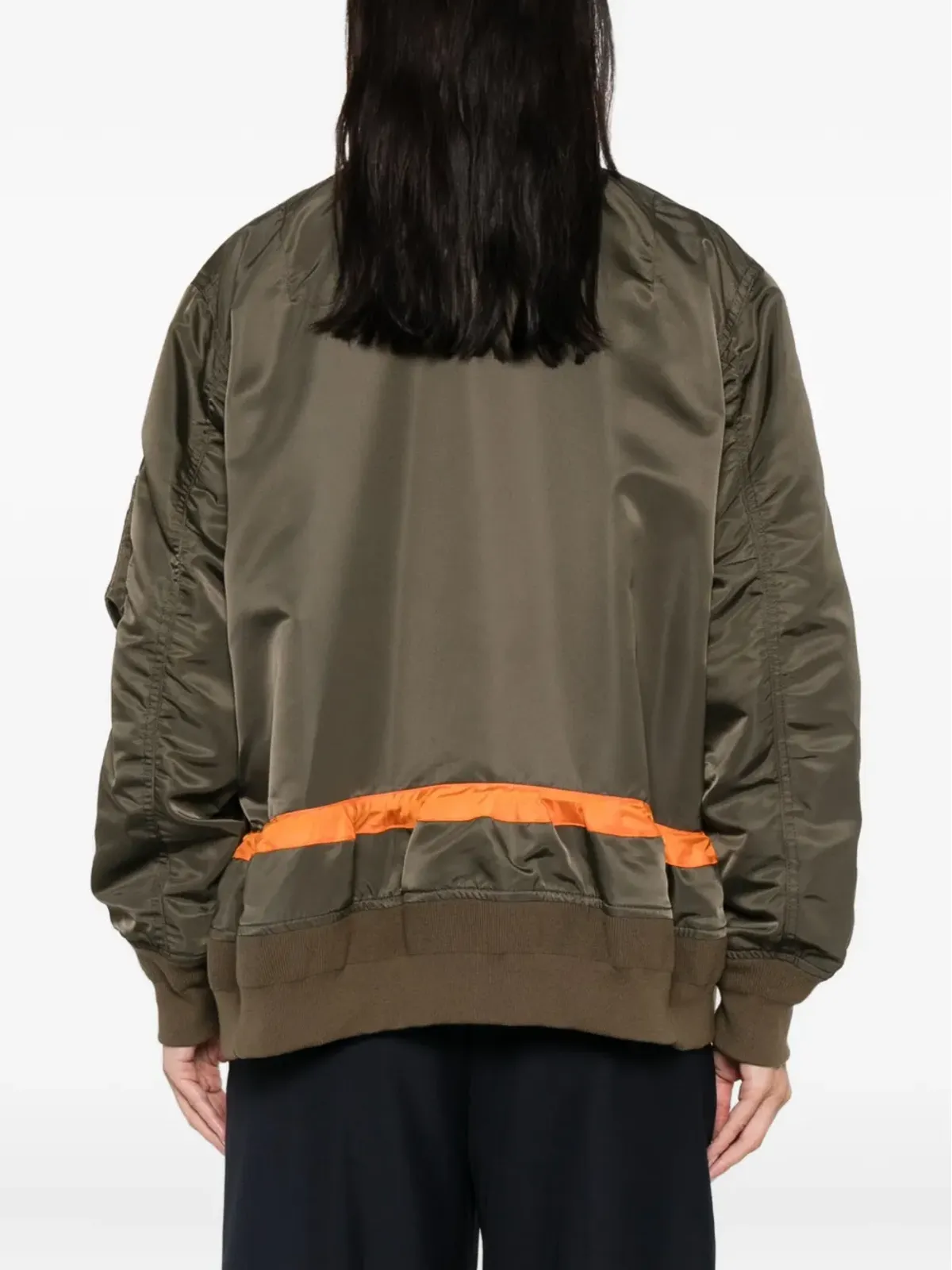 sacai ストライプディテール ジップアップ ボンバージャケット - 画像4