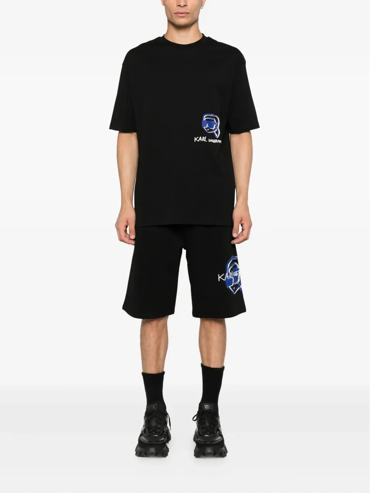 Karl Lagerfeld ロゴプリント ドローコード ショーツ - ブラック - 画像2